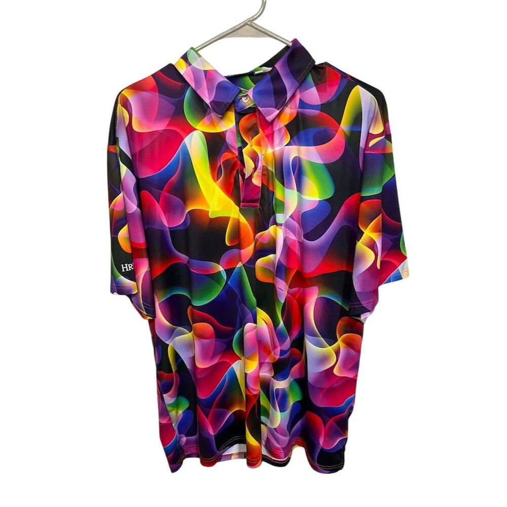 Hreski Men's XL Multicolor Swirl Golf Polo Shirt Short Sleeve